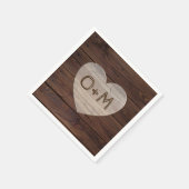 Serviette En Papier Photos en bois rustique Monogramme Réception de ma (Coin)