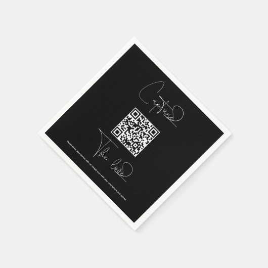 Serviette En Papier Photos Mariage Premium Simple Share avec code QR (Coin)
