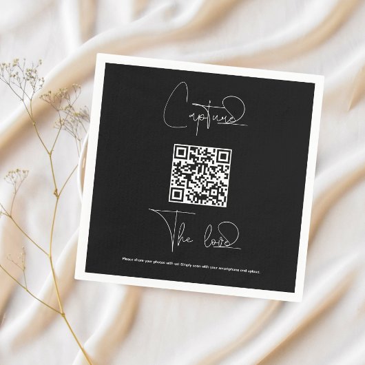 Serviette En Papier Photos Mariage Premium Simple Share avec code QR