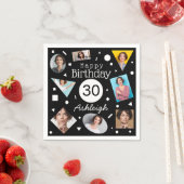 Serviette En Papier Photos Noir Blanc Confetti Nom 30e anniversaire (En situation)