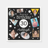 Serviette En Papier Photos Noir Blanc Confetti Nom 30e anniversaire (Devant)