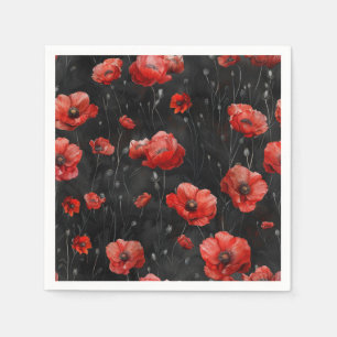 Serviette En Papier Photos rouges en noir