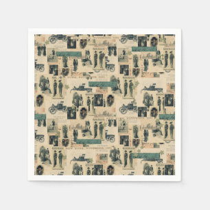 Serviette En Papier Photos vintages Collage du XIXe siècle