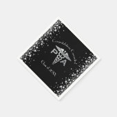 Serviette En Papier Physician Assistant PA Graduation Black Silver (Coin)