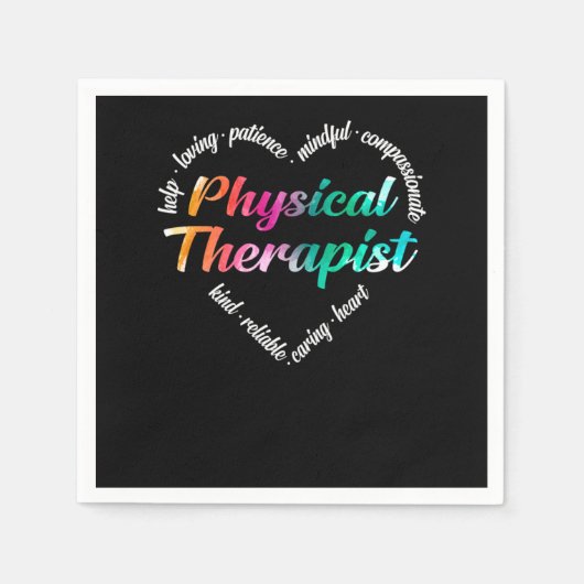 Serviette En Papier Physothérapeute physiothérapeute Coeur Mot C (Devant)