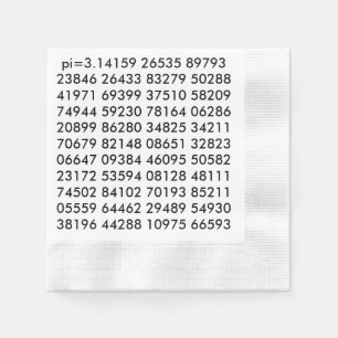 Serviette En Papier pi Chiffres Math Love pi= 3.14159 pi Jour noir bla