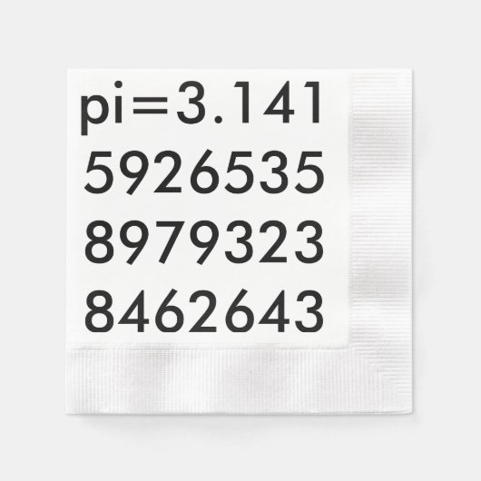 Serviette En Papier pi Chiffres Math Love pi= 3.14159 pi Jour noir bla (Devant)