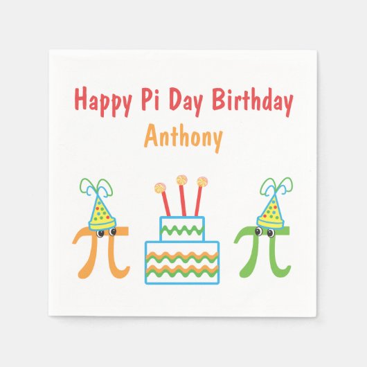 Serviette En Papier Pi Day Anniversaire Papier personnalisé serviettes (Devant)