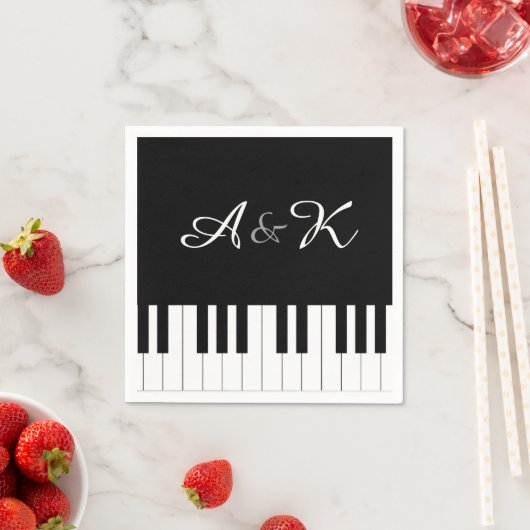 Serviette En Papier Piano Clavier Musique Mariage Set 50 Papier servie (En situation)