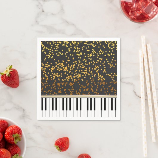 Serviette En Papier Piano Keys Gold Pois Motif (En situation)
