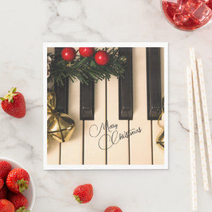 Serviette En Papier Piano Keys Noël Garland & Bells