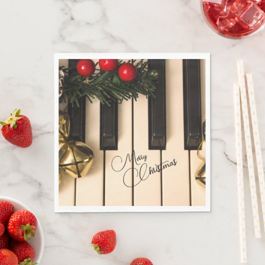 Serviette En Papier Piano Keys Noël Garland & Bells (En situation)