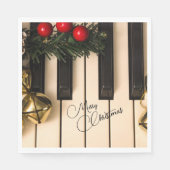 Serviette En Papier Piano Keys Noël Garland & Bells (Devant)
