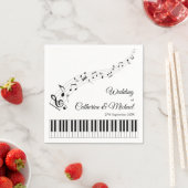Serviette En Papier Piano Keys Notes musicales Mariage noir et blanc (En situation)
