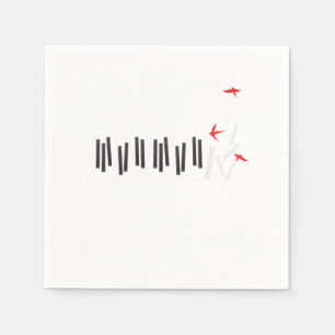 Serviette En Papier Piano Keys Oiseaux Pianiste Musicien Notes musical