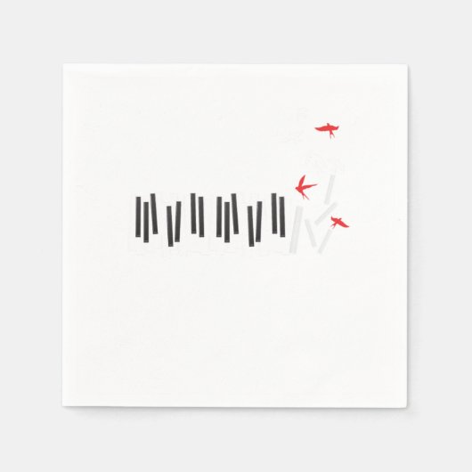 Serviette En Papier Piano Keys Oiseaux Pianiste Musicien Notes musical (Devant)