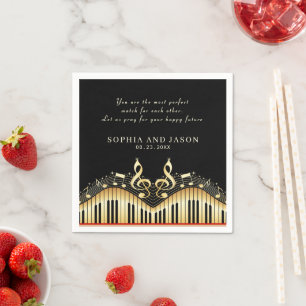 Serviette En Papier Piano Or Abstrait Et Noir