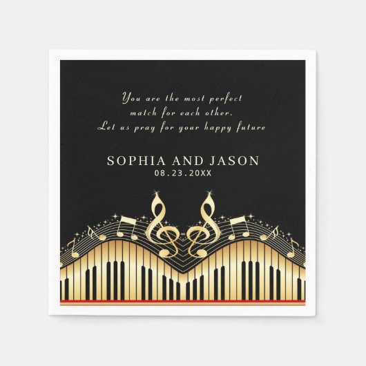 Serviette En Papier Piano Or Abstrait Et Noir (Devant)