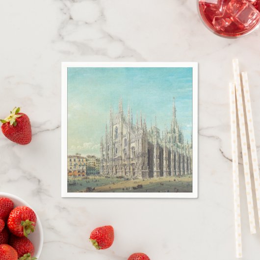 Serviette En Papier Piazza del Duomo à Milan par Carlo Bossoli (En situation)