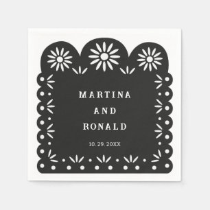 SERVIETTE EN PAPIER PICADO DE PAPEL NOIR MEXIQUE