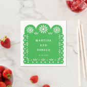 SERVIETTE EN PAPIER PICADO DE PEAU MEXICAIN VERT (En situation)