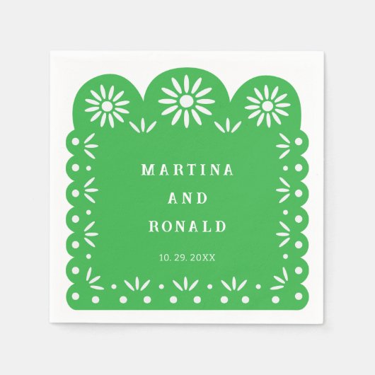 SERVIETTE EN PAPIER PICADO DE PEAU MEXICAIN VERT (Devant)