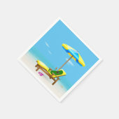 Serviette En Papier Picket Vert Sur Le Transat De Plage (Coin)