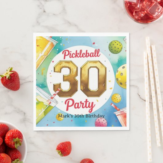 Serviette En Papier Pickleball 30th Birthday Party (En situation)