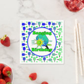 Serviette En Papier Pickleball Anniversaire Bleu Vert Paddle Ball Beng (En situation)