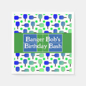 Serviette En Papier Pickleball Anniversaire Bleu Vert Paddle Ball Beng (Devant)