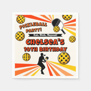 Serviette En Papier Pickleball Anniversaire Filles Fête Retro Joueur