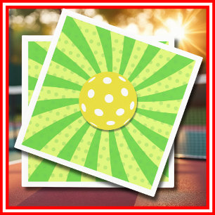 Serviette En Papier Pickleball Anniversaire Vert RETRO Stripes Sports