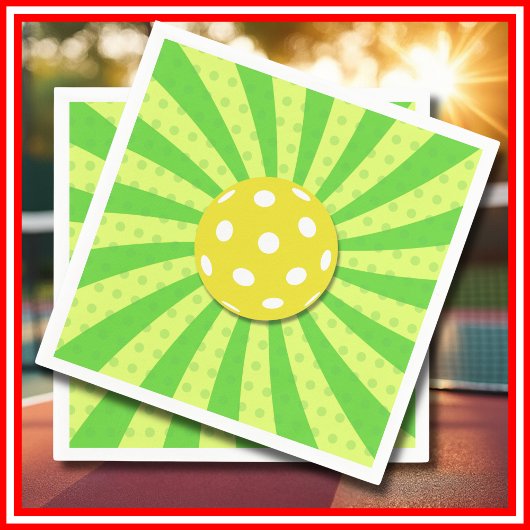 Serviette En Papier Pickleball Anniversaire Vert RETRO Stripes Sports