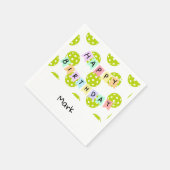 Serviette En Papier Pickleball avec bannière d'anniversaire heureuse (Coin)