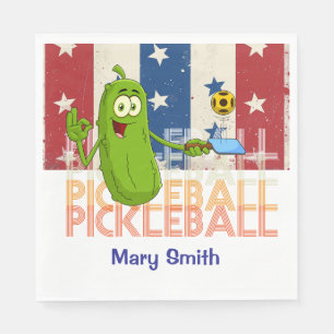 Serviette En Papier Pickleball avec thème américain pour le 4 juillet