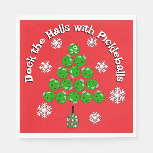 Serviette En Papier Pickleball Christmas Tree Deck the Halls Party (Devant)