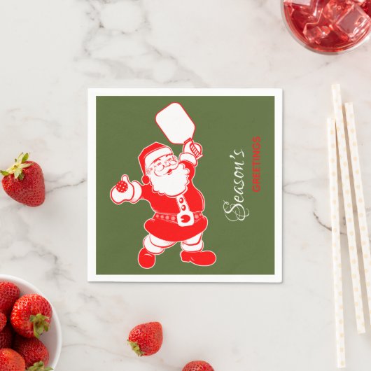 Serviette En Papier Pickleball classique Père Noël Noël vert (En situation)