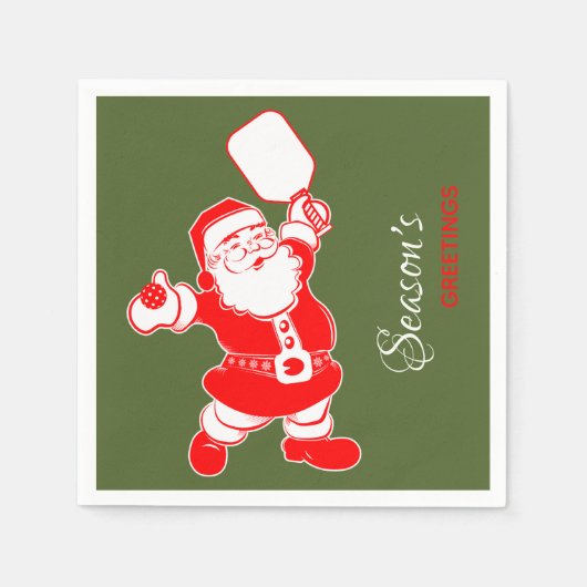 Serviette En Papier Pickleball classique Père Noël Noël vert (Devant)
