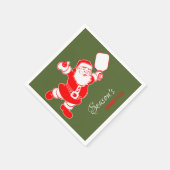 Serviette En Papier Pickleball classique Père Noël Noël vert (Coin)