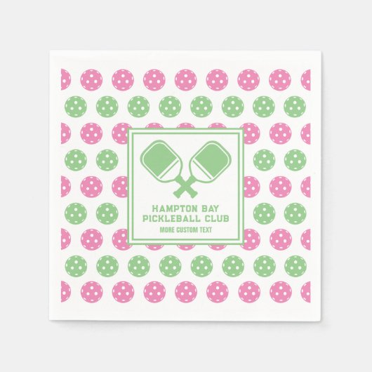 Serviette En Papier Pickleball Club Jardin Pickleball Court Texte pers (Devant)