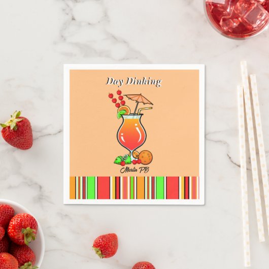 Serviette En Papier Pickleball Day Dinking Tropical Hurricane Cocktail (En situation)