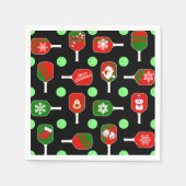 Serviette En Papier Pickleball de Noël Rouge Green Paddles Balls Noir (Devant)