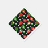 Serviette En Papier Pickleball de Noël Rouge Green Paddles Balls Noir (Coin)