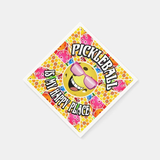Serviette En Papier Pickleball est mon endroit heureux - Graphisme col (Coin)