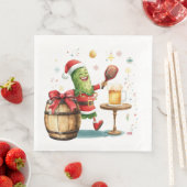 Serviette En Papier Pickleball fête de Noël avec bière (En situation)