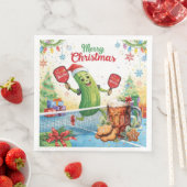 Serviette En Papier Pickleball fête de Noël avec bière (En situation)
