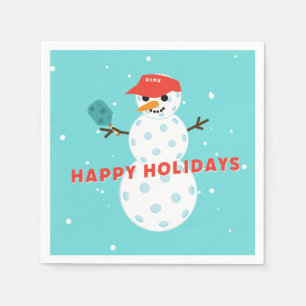 Serviette En Papier Pickleball Fête Humour Snowman