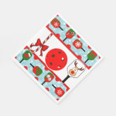 Serviette En Papier Pickleball Joie fête de Noël Rouge Vert sur Bleu (Coin)