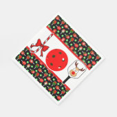 Serviette En Papier Pickleball Joie fête de Noël Rouge Vert sur Noir (Coin)