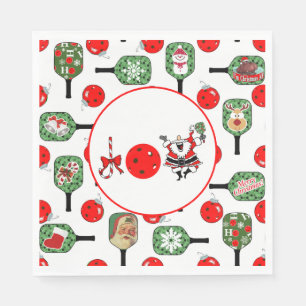 Serviette En Papier Pickleball Joie Noël Party Red Green Paddles
